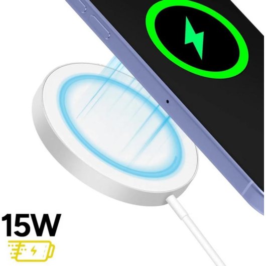 Cargador inalámbrico Mayaxess MS-VIRT-16N MagSafe 15W Aluminio Blanco