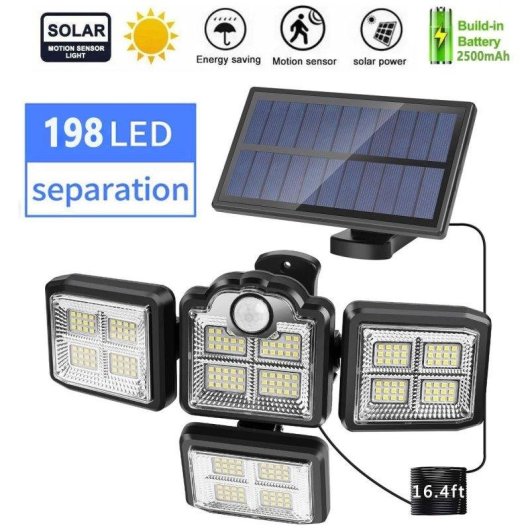 Lampe Solaire LED OVO 198 LEDs Capteur de Mouvement 3 Modes 6000K
