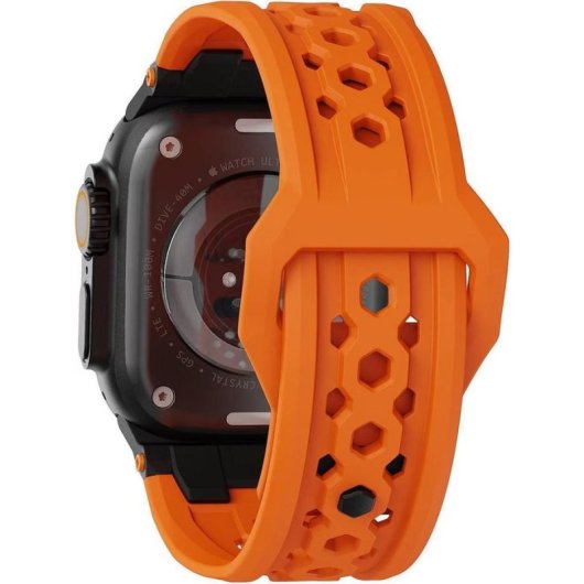 UAG Monarch FKM Armband Apple Watch Ultra/Ultra 2/Ultra 3 Orange Schwarz