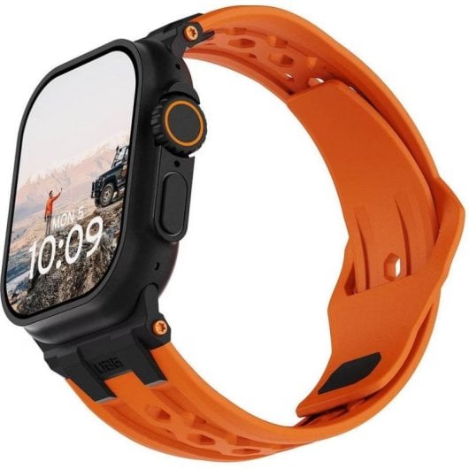UAG Monarch FKM Armband Apple Watch Ultra/Ultra 2/Ultra 3 Orange Schwarz