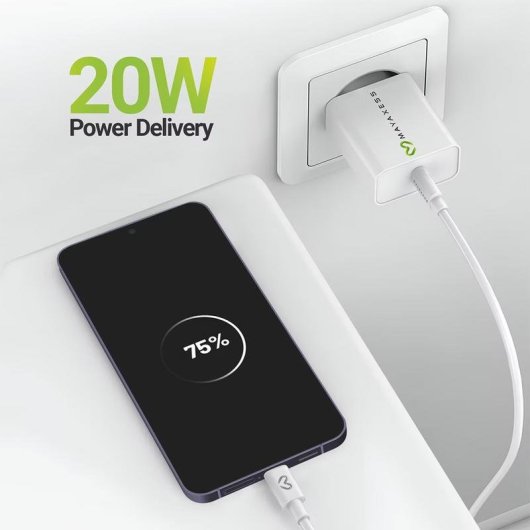 Carregador rápido Mayaxess SEK-VIRT-S24P 20W USB-A com cabo USB-C