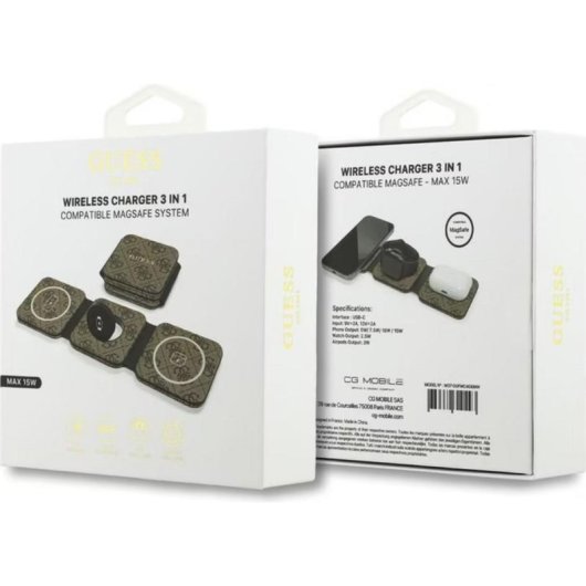 Stazione di ricarica 3 in 1 Guess 4G Fast Charge MagSafe pieghevole