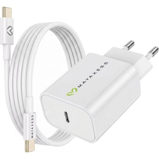 Cargador USB Mayaxess SEK-VIRT-IP16M 20W con cable USB-C 1 m blanco