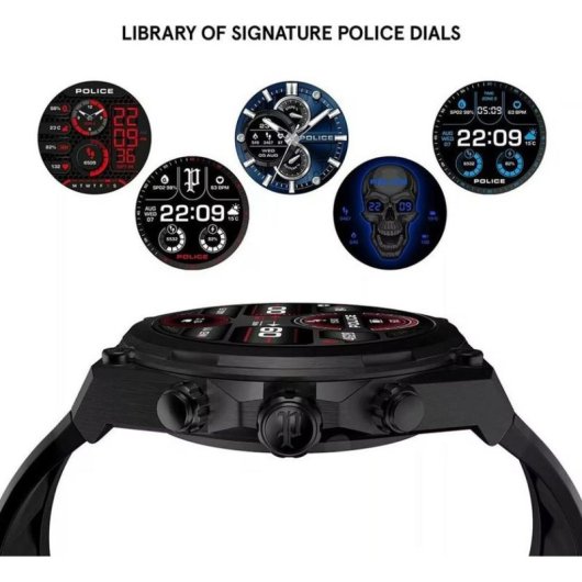 Police PEIUN00003X2 Bluetooth GPS 46mm Noir Bracelet Silicone Étanche 5ATM