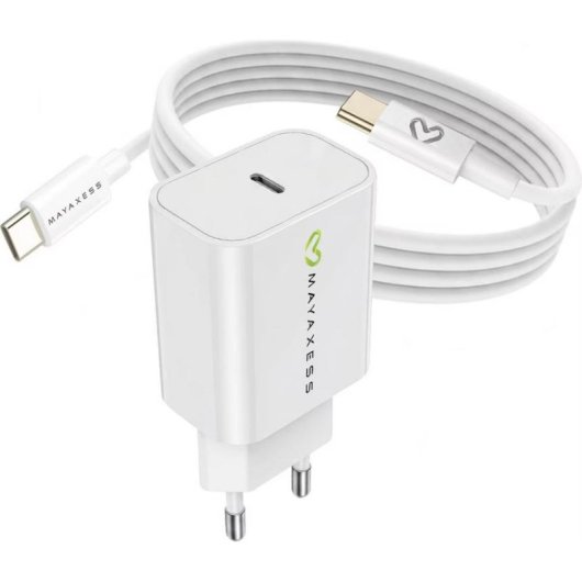 Caricatore Rapido 20W Mayaxess Bianco con Cavo USB-C 1m