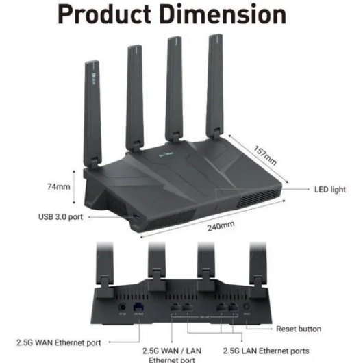 Router GL.iNet Flint 3e WiFi 7 6,5 Gbps 5 ports 2,5G VPN intégré