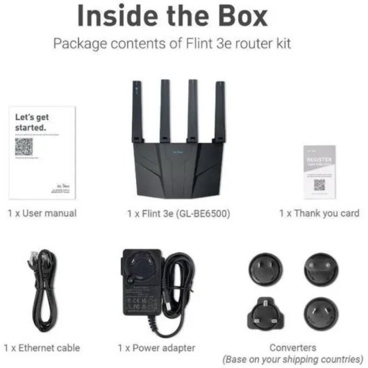 Router GL.iNet Flint 3e WiFi 7 6,5 Gbps 5 ports 2,5G VPN intégré