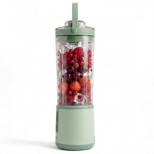 H.koenig Mini Batidora Portátil Recargable 470 Ml, Batidora De Smoothies Inalámbrica 110w Con 6 Cuchillas De Acero Inox, Recargable Usb-c 3,5h, Verde