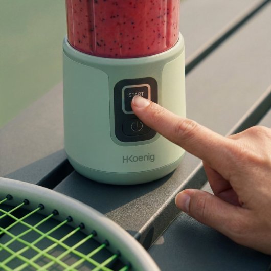 H.koenig Mini Batidora Portátil Recargable 470 Ml, Batidora De Smoothies Inalámbrica 110w Con 6 Cuchillas De Acero Inox, Recargable Usb-c 3,5h, Verde