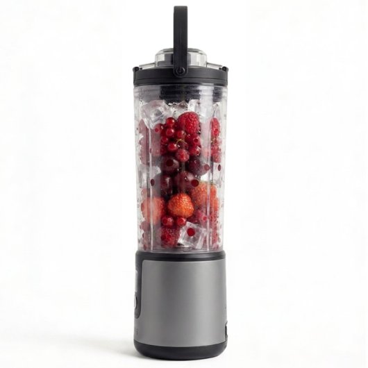H.koenig Mini Batidora Portátil Recargable 470 Ml, Batidora De Smoothies Inalámbrica 110w Con 6 Cuchillas De Acero Inox, Recargable Usb-c 3,5h, Gris