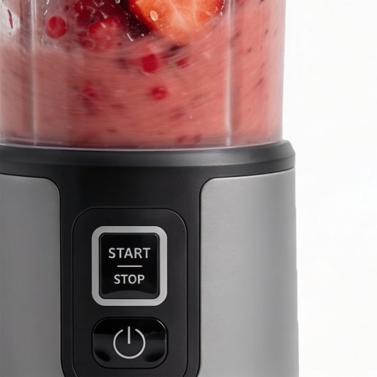 H.koenig Mini Batidora Portátil Recargable 470 Ml, Batidora De Smoothies Inalámbrica 110w Con 6 Cuchillas De Acero Inox, Recargable Usb-c 3,5h, Gris
