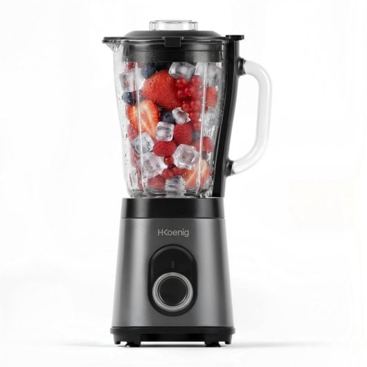H.koenig Batidora De Vaso Mxk36 1,5l 1000w, Licuadora Potente Con Función Pica Hielo, Jarra De Cristal Graduada, 2 Velocidades + Pulse, Gris Antracite