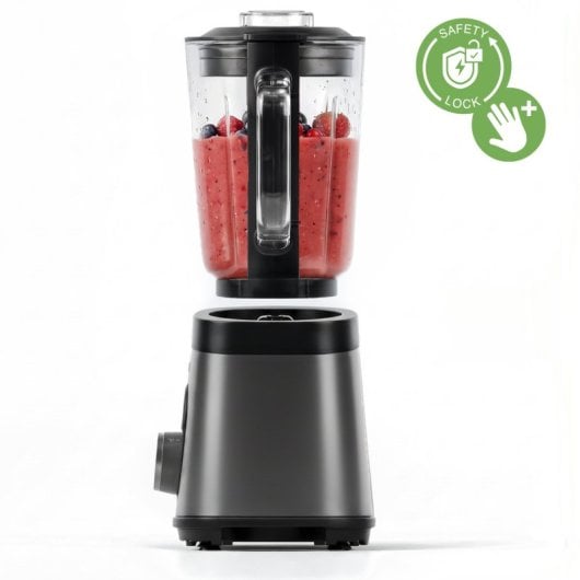 H.koenig Batidora De Vaso Mxk36 1,5l 1000w, Licuadora Potente Con Función Pica Hielo, Jarra De Cristal Graduada, 2 Velocidades + Pulse, Gris Antracite