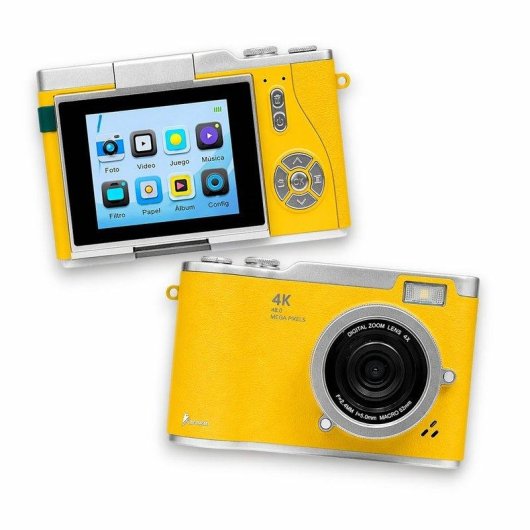 Câmara Compacta Karawan 48MP 4K Autofocus Flash Ecrã HD 2.4” Amarelo