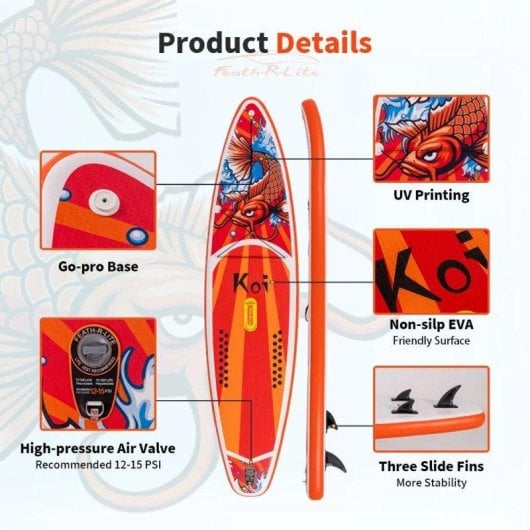 Tabla de paddle surf hinchable Funwater SUPFR01E 350x84x15 cm Roja