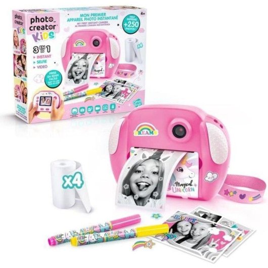 Fotocamera Istantanea Canal Toys Kids CLK 013 Flash Bianco e Nero Rosa