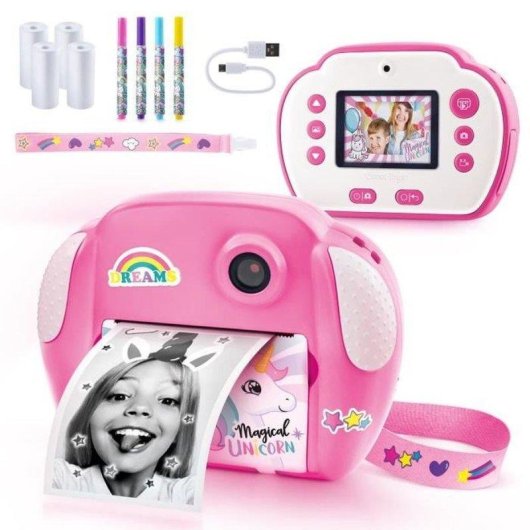 Fotocamera Istantanea Canal Toys Kids CLK 013 Flash Bianco e Nero Rosa