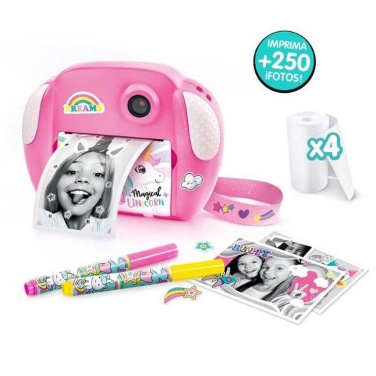 Fotocamera Istantanea Canal Toys Kids CLK 013 Flash Bianco e Nero Rosa