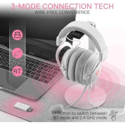 Redragon H510 PRO kabellose Gaming-Kopfhörer USB-C Bluetooth 2,4 GHz RGB schwarz