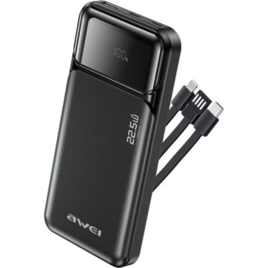 Powerbank Awei PA-91 10000 mAh 22.5W Carga Rápida USB-C USB-A Preto