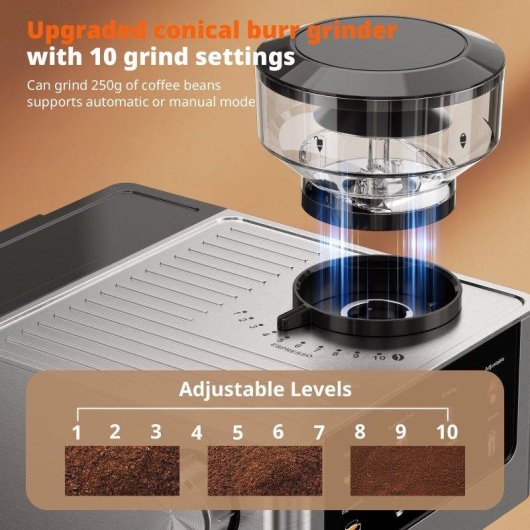 Cafetera espresso Airmsen Bcm2316 1,8 L 20 bares con molinillo integrado