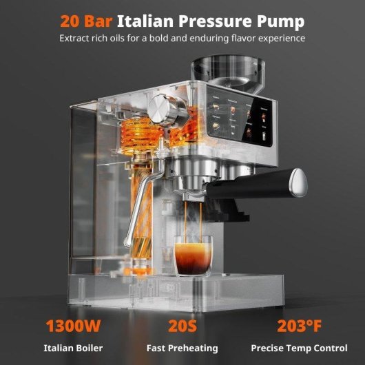 Cafetera espresso Airmsen Bcm2316 1,8 L 20 bares con molinillo integrado