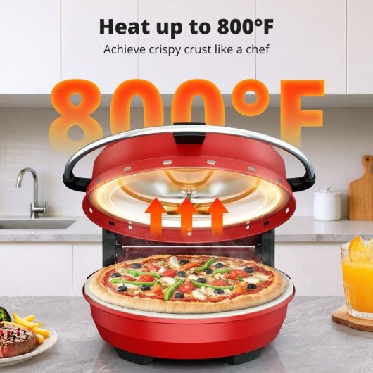 Horno Pizza Eléctrico Airmsen 1500W Piedra Cerámica 32cm 425°C