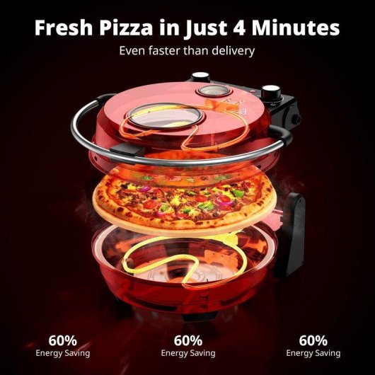 Horno Pizza Eléctrico Airmsen 1500W Piedra Cerámica 32cm 425°C