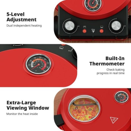 Horno Pizza Eléctrico Airmsen 1500W Piedra Cerámica 32cm 425°C