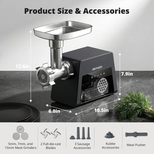 Triturador de carne Airmsen MG452 2000W con relleno de salchichas
