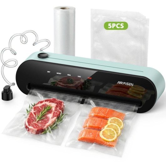 Selladora al Vacío Airmsen para Alimentos 120W 60 kPa Pantalla Táctil Cortador Incorporado