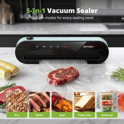 Selladora al Vacío Airmsen para Alimentos 120W 60 kPa Pantalla Táctil Cortador Incorporado