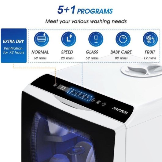 Lavavajillas Airmsen TDQR03A 4 servicios D con 6 programas y secado térmico