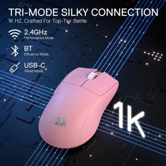 Maus Redragon M916 Gaming Kabellos 3 Modi 26000 DPI Rosa 5 Tasten