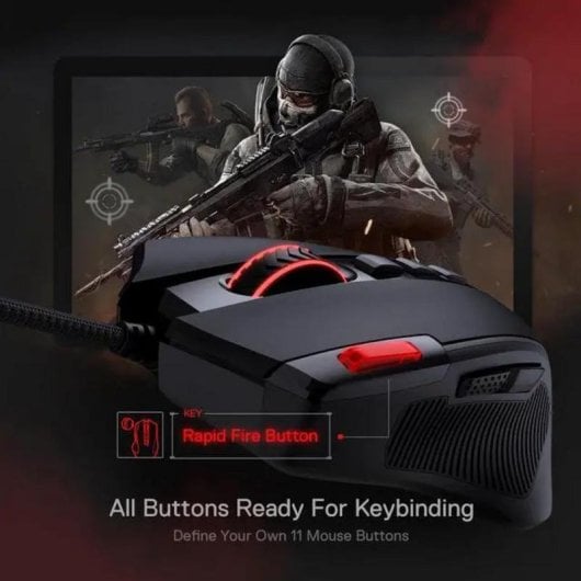 Souris Redragon M612 Ambidextre USB 8000 DPI Noir RGB 11 Boutons