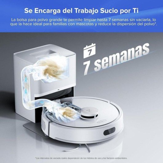 Roborock Q7L5+ Robot aspirador con autovaciado 8000Pa sistema antienredos AutoBoost alfombras blanco