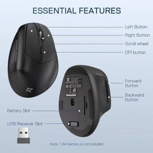 Souris Redragon BM-4033 Verticale Sans Fil 2.4GHz 4000 DPI Noir Ergonomique