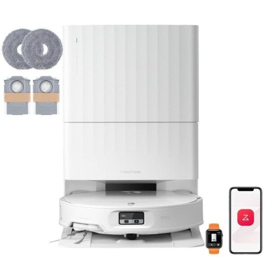 Roborock Qrevo Edge 2 Set Robot Aspirador Fregona 25000 Pa, 7,98cm, Antienredos, 81ºC+Secado, Blanco