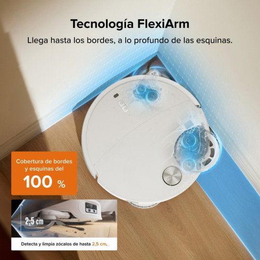 Roborock Qrevo Edge 2 Set Robot Aspirador Fregona 25000 Pa, 7,98cm, Antienredos, 81ºC+Secado, Blanco