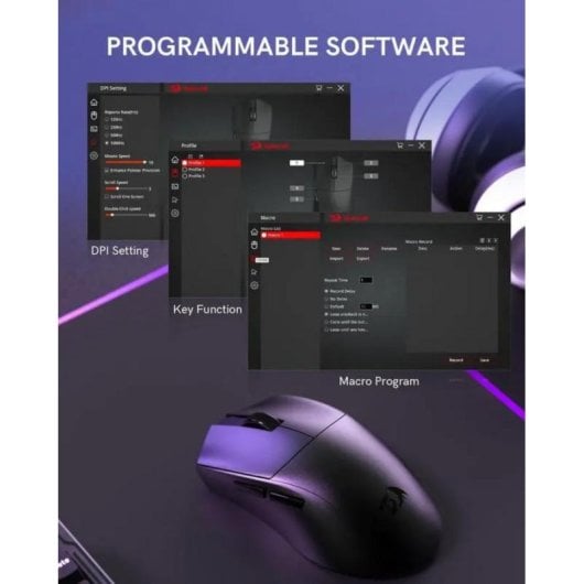 Ratón Redragon M821 Wireless Tri-Mode 12800 DPI Preto 7 Botões Programáveis