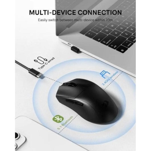 Ratón Redragon M821 Wireless Tri-Mode 12800 DPI Preto 7 Botões Programáveis