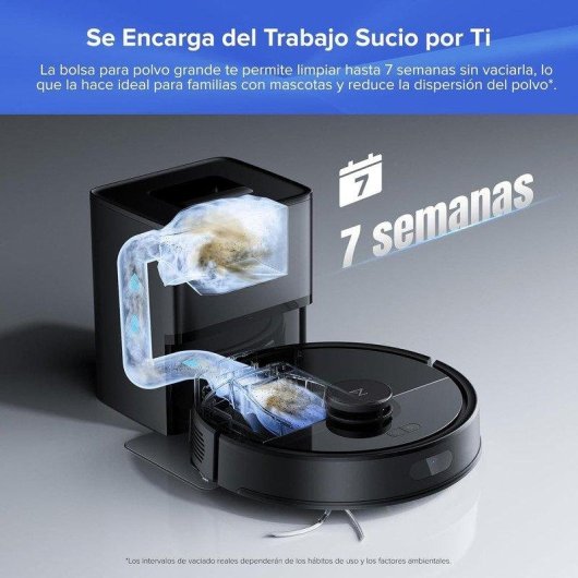 Roborock Q7L5+ Set Robot aspirador con autovaciado 8000Pa antienredos AutoBoost alfombras negro