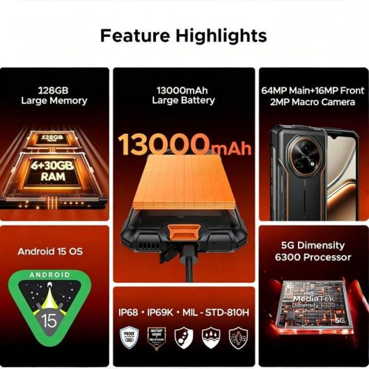 Doogee Fire 7 5G 6GB 128GB 6.6" Vert