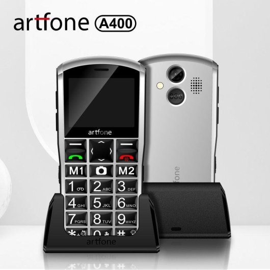 Artfone A400 4G 2,4" Botón SOS Base de carga Negro