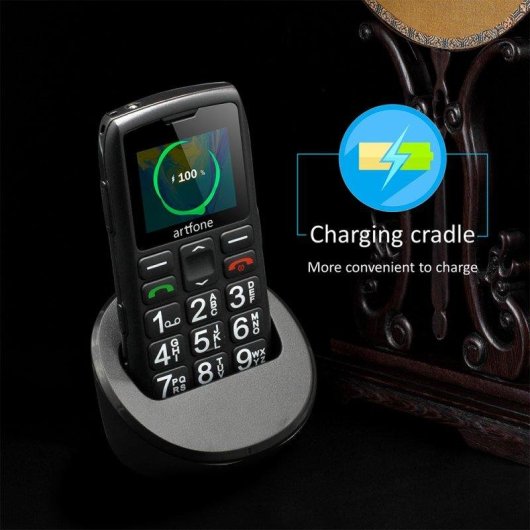 Artfone C1+4G 4G 1,8" Botones Grandes Base de Carga Negro