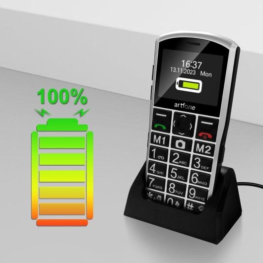 Artfone A400 4G 2,4" Botón SOS Base de carga Doble SIM Negro