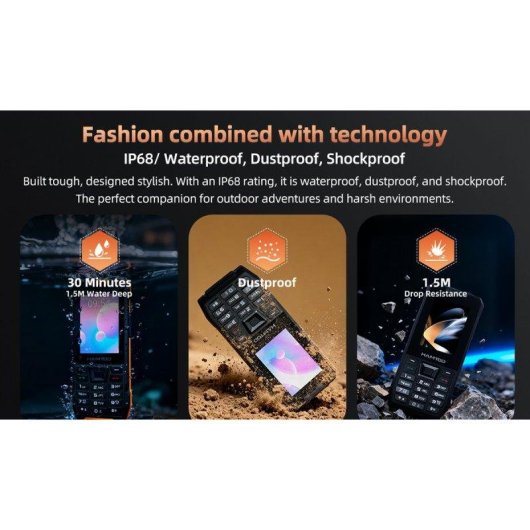 HAMTOD H6 4G 2.83" Android 11 Bouton SOS IP68 Orange