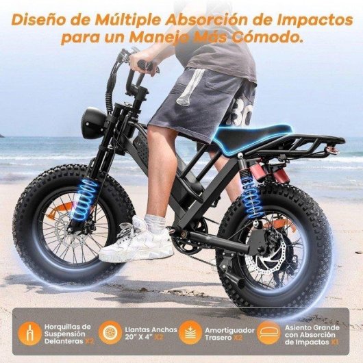 Bicicleta Elétrica Rolipo M7 750W Suspensão Dupla Fat Tire 20"
