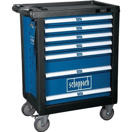 Carrello Attrezzi Mobile Scheppach TW1000 7 Cassetti 263 Pezzi Serratura a Cilindro