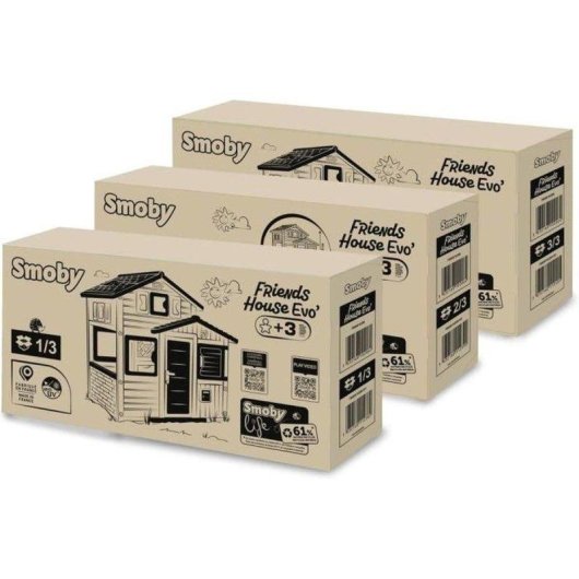 Smoby Friends House Evo Spielhaus Außenspielzeug 162 cm Recyceltes Kunststoff Anti-UV
